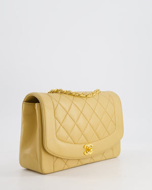 Chanel Vintage Single Flap Diana Bag in Beige Lambskin Leather With 24K Gold Hardware