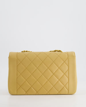 Chanel Vintage Single Flap Diana Bag in Beige Lambskin Leather With 24K Gold Hardware