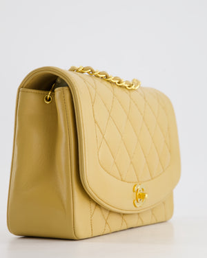 Chanel Vintage Single Flap Diana Bag in Beige Lambskin Leather With 24K Gold Hardware