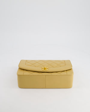 Chanel Vintage Single Flap Diana Bag in Beige Lambskin Leather With 24K Gold Hardware