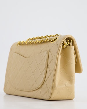 Chanel Vintage Beige Small Double Flap Bag in Lambskin Leather with 24K Gold Plated Hardware