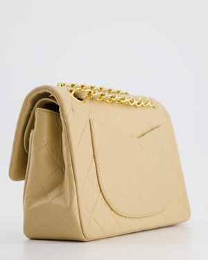 Chanel Vintage Beige Small Double Flap Bag in Lambskin Leather with 24K Gold Plated Hardware