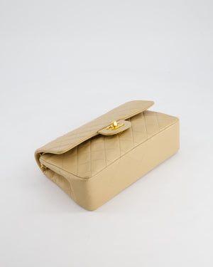 Chanel Vintage Beige Small Double Flap Bag in Lambskin Leather with 24K Gold Plated Hardware