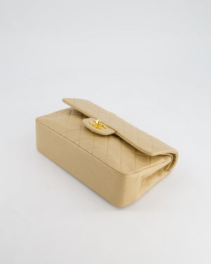 Chanel Vintage Beige Small Double Flap Bag in Lambskin Leather with 24K Gold Plated Hardware