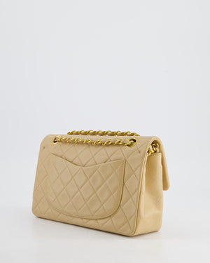 Chanel Vintage Beige Small Double Flap Bag in Lambskin Leather with 24K Gold Plated Hardware