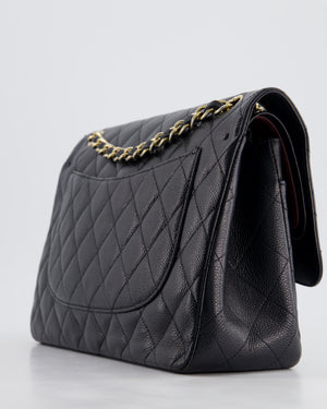 *HOT* Chanel Black Classic Jumbo Double Flap Bag in Caviar Leather and Gold Hardware