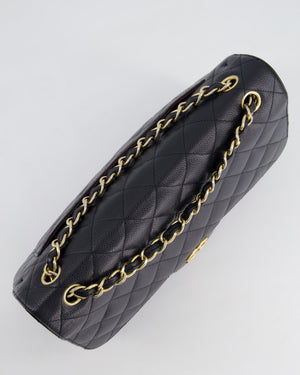 *HOT* Chanel Black Classic Jumbo Double Flap Bag in Caviar Leather and Gold Hardware