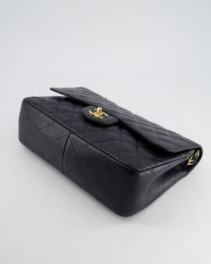 *HOT* Chanel Black Classic Jumbo Double Flap Bag in Caviar Leather and Gold Hardware