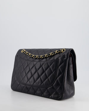 *HOT* Chanel Black Classic Jumbo Double Flap Bag in Caviar Leather and Gold Hardware