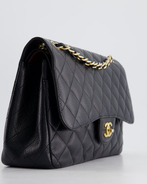 *HOT* Chanel Black Classic Jumbo Double Flap Bag in Caviar Leather and Gold Hardware