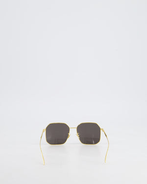 Bottega Veneta Brown Square Sunglasses with Gold Trim