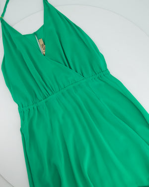 Lazul Green Silk Maxi Dress with Split Detail Size 3 (UK 12-14)