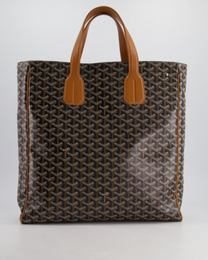 Goyard Voltaire Tan and Black Shoulder Tote Bag in Goyardine Canvas and Chevroches Calfskin