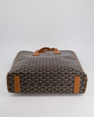 Goyard Voltaire Tan and Black Shoulder Tote Bag in Goyardine Canvas and Chevroches Calfskin