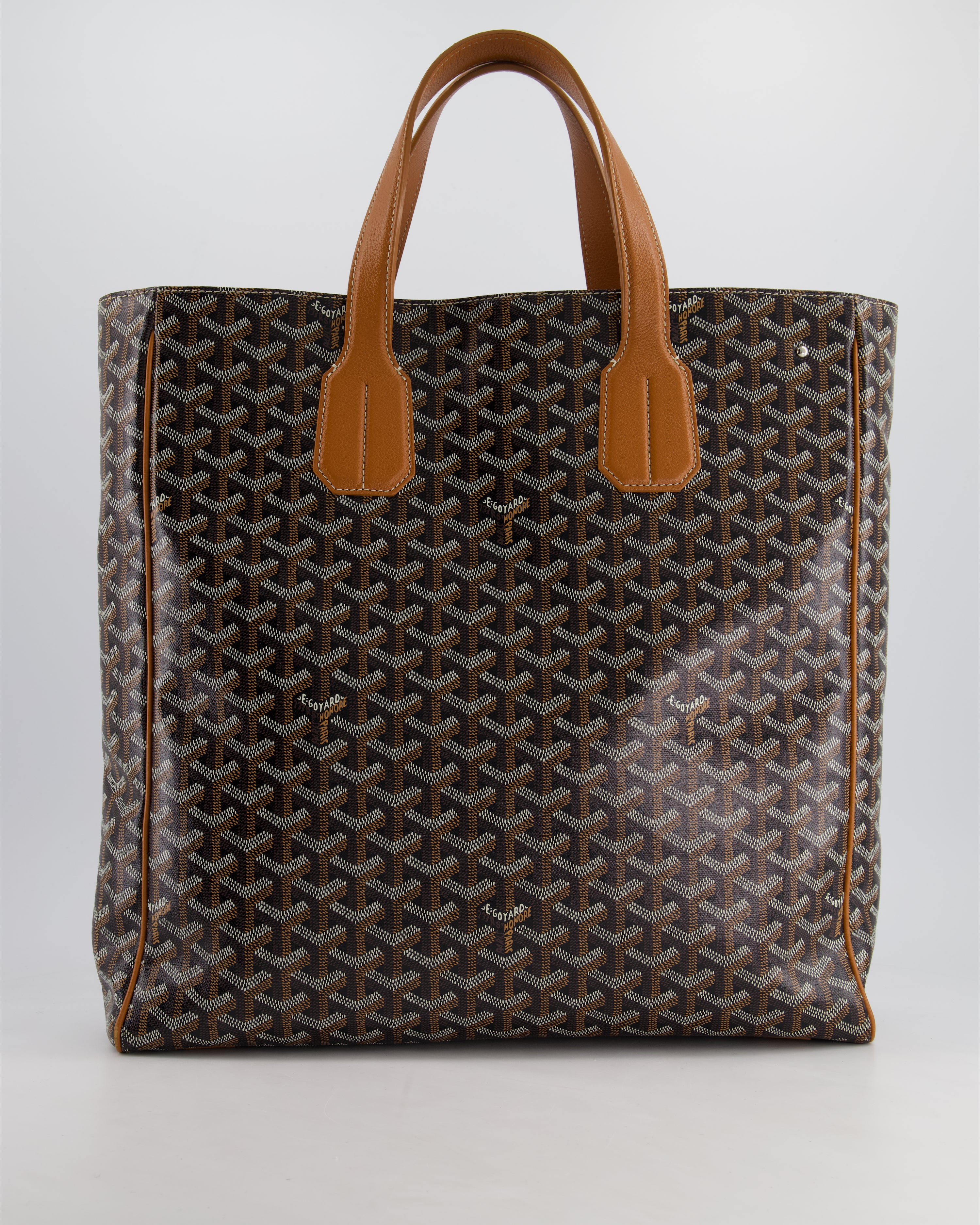 Goyard Voltaire Tan and Black Shoulder Tote Bag in Goyardine Canvas an Sellier