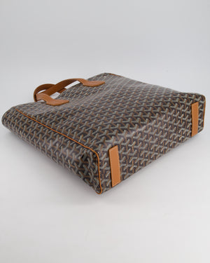 Goyard Voltaire Tan and Black Shoulder Tote Bag in Goyardine Canvas and Chevroches Calfskin