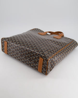 Goyard Voltaire Tan and Black Shoulder Tote Bag in Goyardine Canvas and Chevroches Calfskin