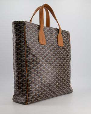 Goyard Voltaire Tan and Black Shoulder Tote Bag in Goyardine Canvas and Chevroches Calfskin