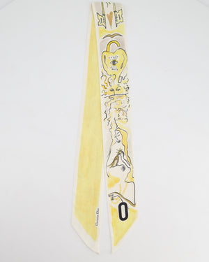 Christian Dior Ivory & Yellow Silk Twilly Scarf