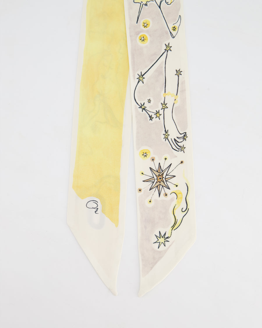 Christian Dior Ivory & Yellow Silk Twilly Scarf