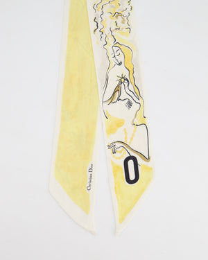 Christian Dior Ivory & Yellow Silk Twilly Scarf