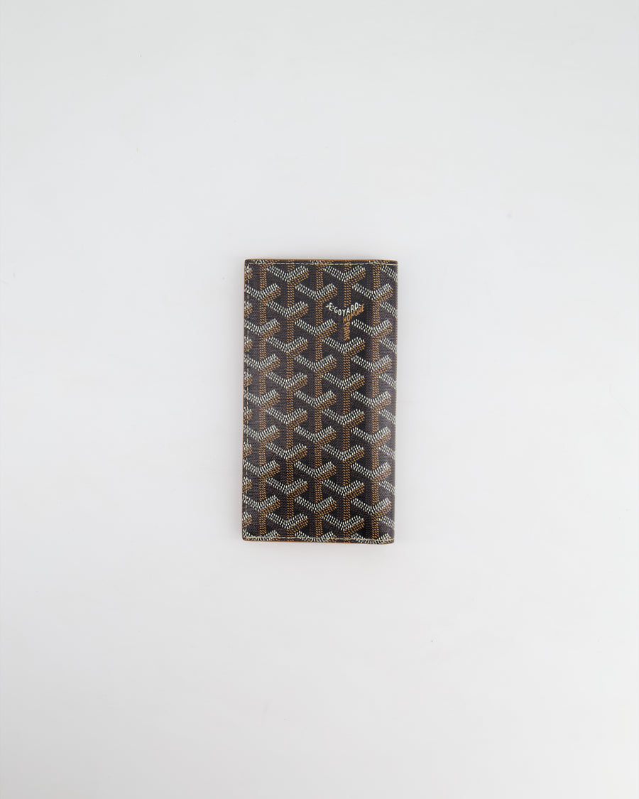 Goyard Saint-Roch Card Wallet in Black Goyardine Canvas & Tan Calfskin Leather