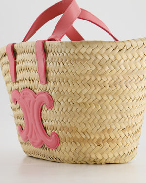 Celine Teen Classic Panier Raffia Tote Bag with Pink Logo Detail RRP £490