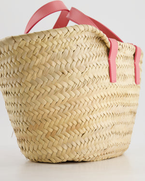 Celine Teen Classic Panier Raffia Tote Bag with Pink Logo Detail RRP £490