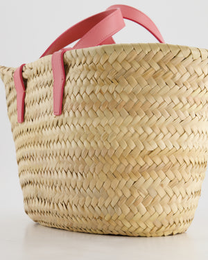 Celine Teen Classic Panier Raffia Tote Bag with Pink Logo Detail RRP £490