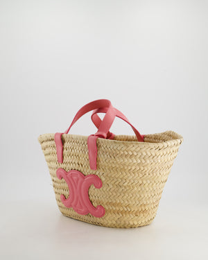 Celine Teen Classic Panier Raffia Tote Bag with Pink Logo Detail RRP £490