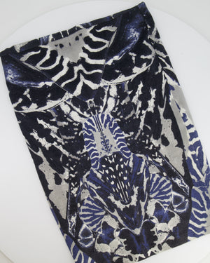 Alexander Mcqueen Navy Graphic Printed Tube Skirt Size M (UK 10)