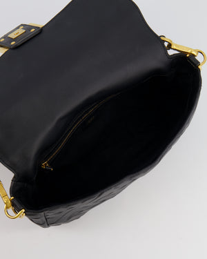 Fendi Black Leather Baguette Bag with Gold Hardware RRP £2,550