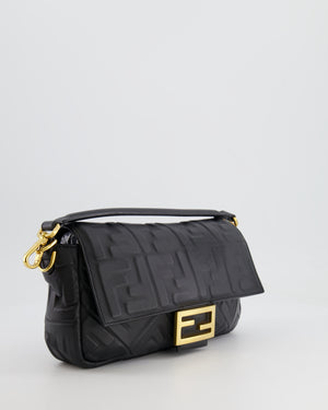 Fendi Black Leather Baguette Bag with Gold Hardware RRP £2,550