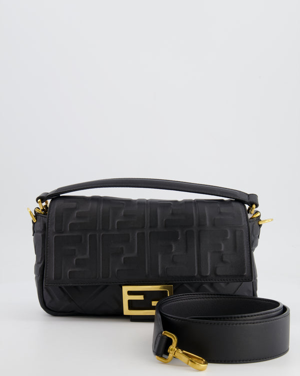 Fendi Black Leather Baguette Bag with Gold Hardware RRP £2,550