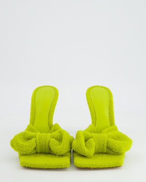 Bottega Veneta Acid Green Towel Stretch Bow Heeled Mules 90 Size EU 40