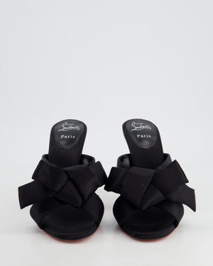 Christian Louboutin Black Satin Heel Sandals with Bow Detail Size EU 40