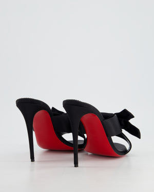 Christian Louboutin Black Satin Heel Sandals with Bow Detail Size EU 40