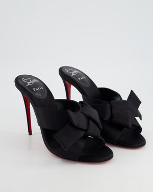 Christian Louboutin Black Satin Heel Sandals with Bow Detail Size EU 40