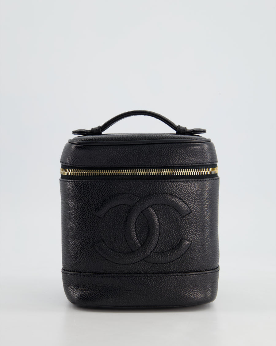 *FIRE PRICE* Chanel Vintage Black Caviar CC Logo Vanity Bag with 24K Gold Hardware