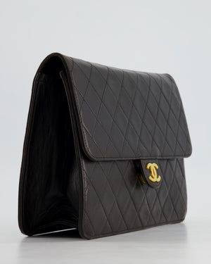 Chanel Vintage Black Square Medium Single Flap Bag with 24K Gold Hardware