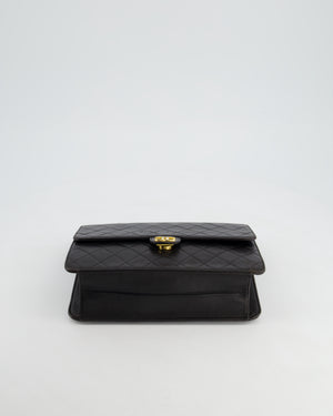 Chanel Vintage Black Square Medium Single Flap Bag with 24K Gold Hardware