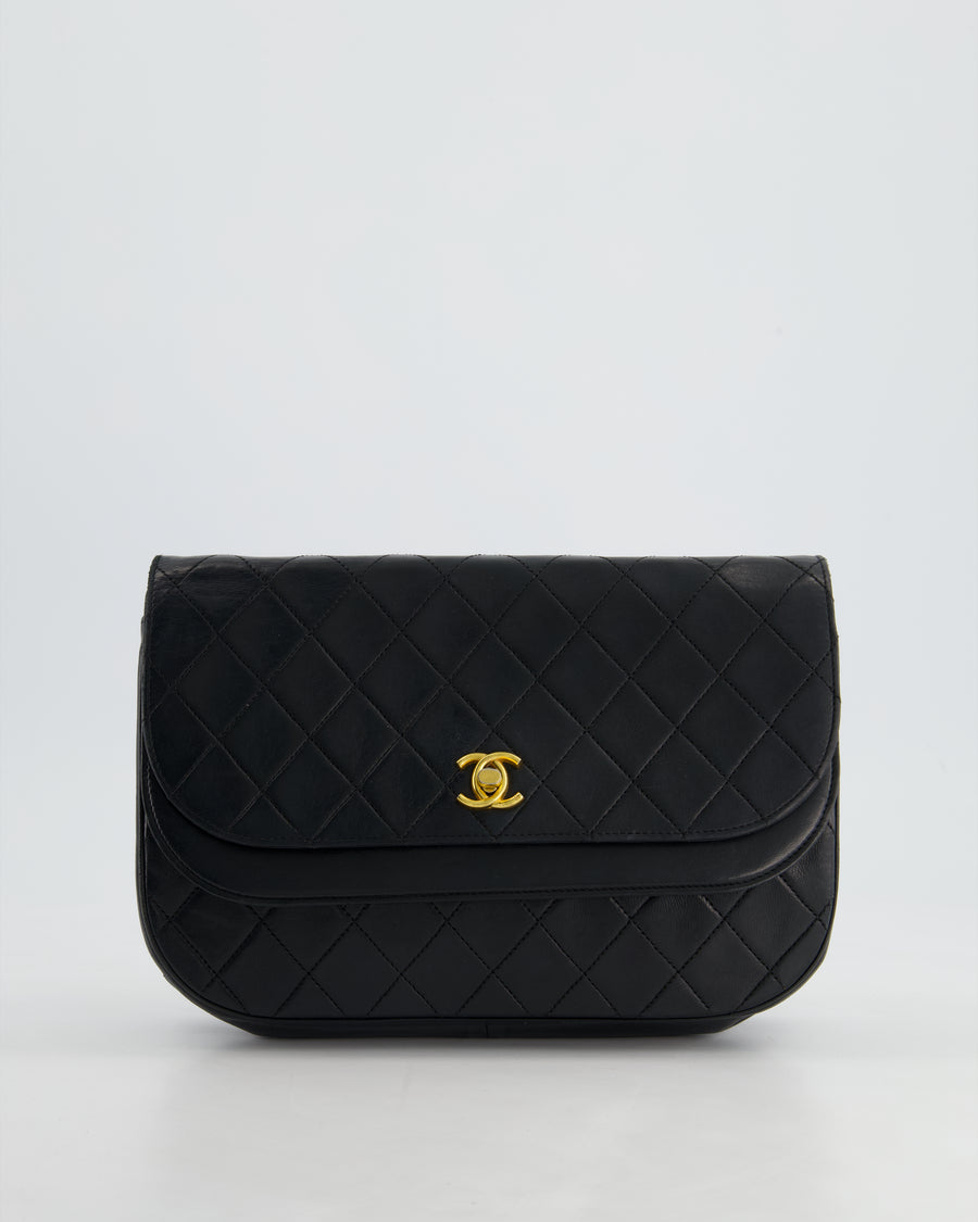 Chanel Vintage Black Half Moon Bag with 24K Gold Hardware