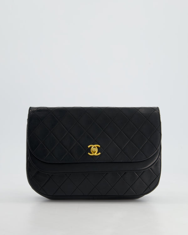 Chanel Vintage Black Half Moon Bag with 24K Gold Hardware