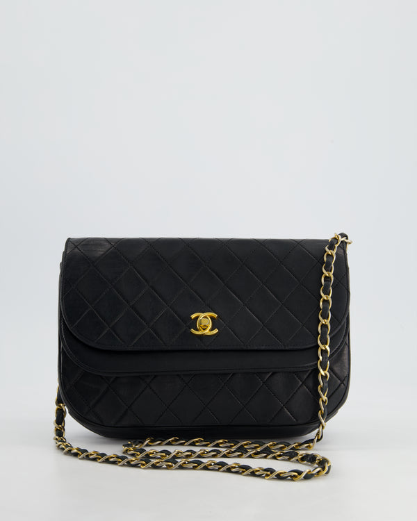 Chanel Vintage Black Half Moon Bag with 24K Gold Hardware