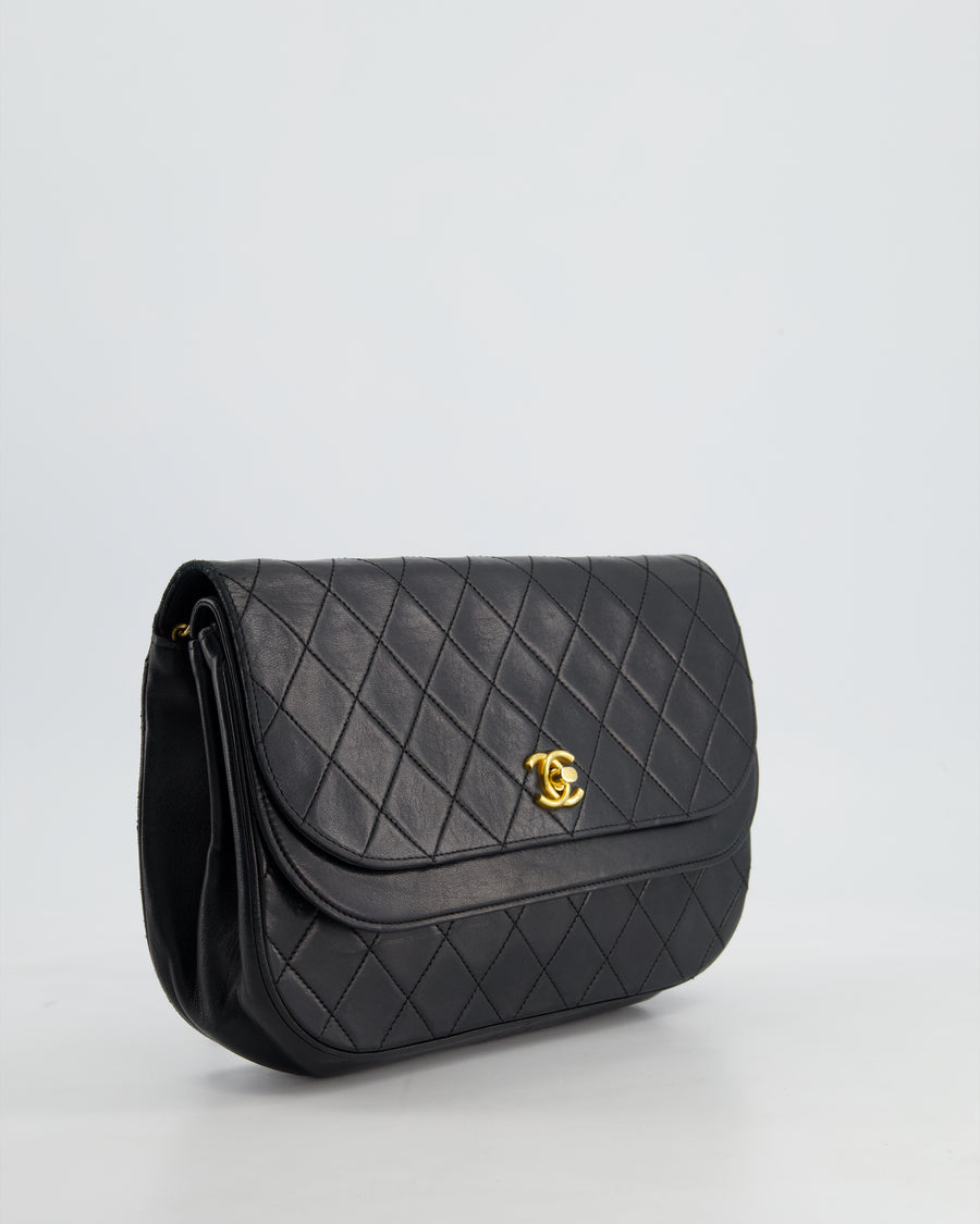 Chanel Vintage Black Half Moon Bag with 24K Gold Hardware