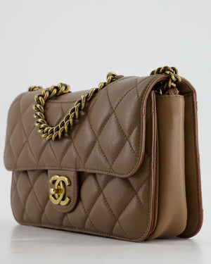 Chanel Brown Large Perfect Edge Flap Bag in Lambskin Leather with Gold Hardware