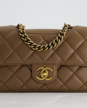 Chanel Brown Large Perfect Edge Flap Bag in Lambskin Leather with Gold Hardware