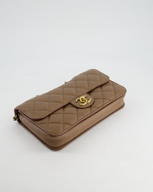 Chanel Brown Large Perfect Edge Flap Bag in Lambskin Leather with Gold Hardware