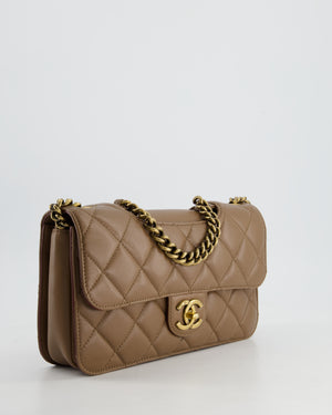 Chanel Brown Large Perfect Edge Flap Bag in Lambskin Leather with Gold Hardware