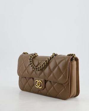 Chanel Brown Large Perfect Edge Flap Bag in Lambskin Leather with Gold Hardware